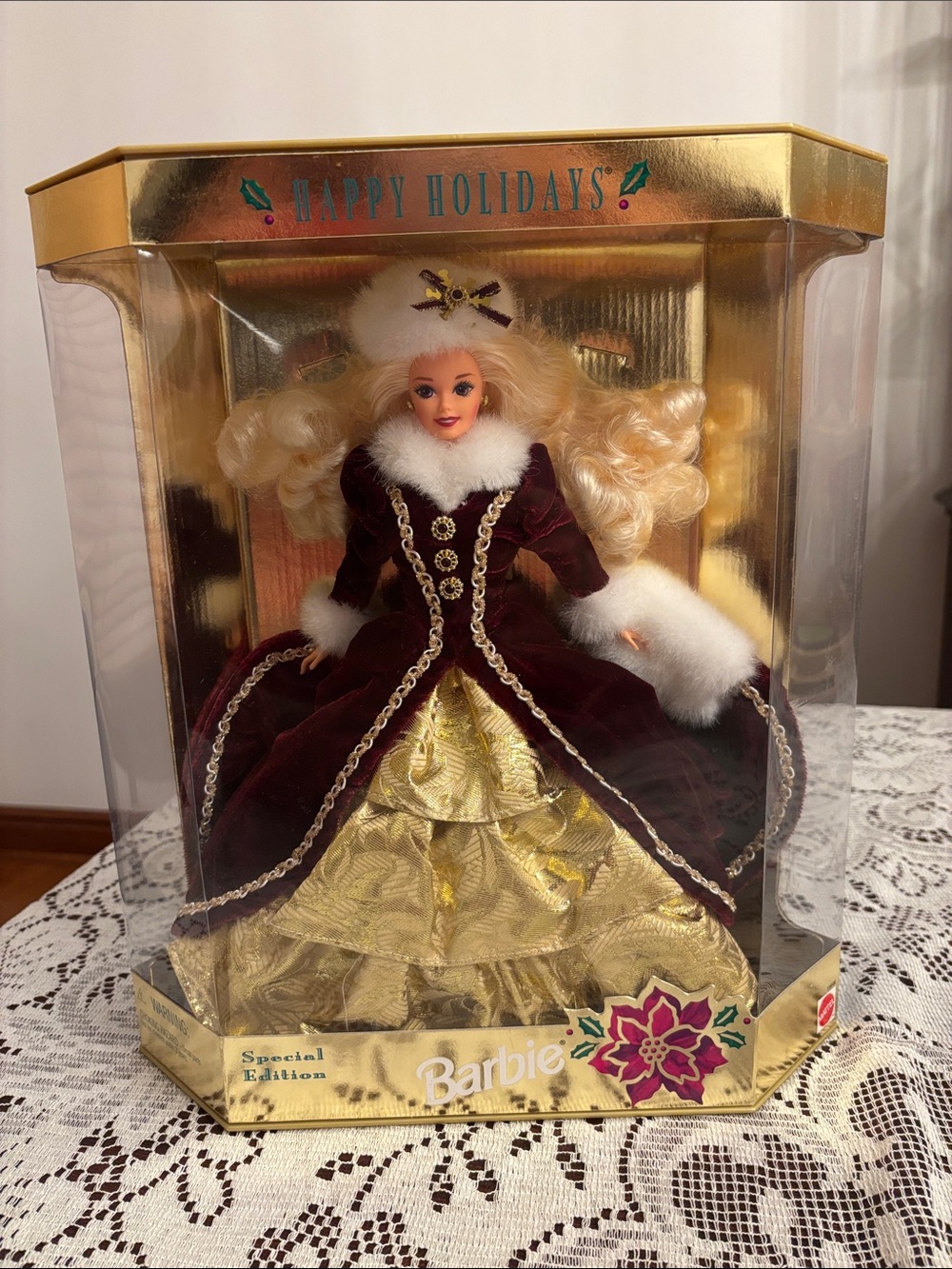 Barbie Holiday Collector Doll in Burgundy Velvet and Gold